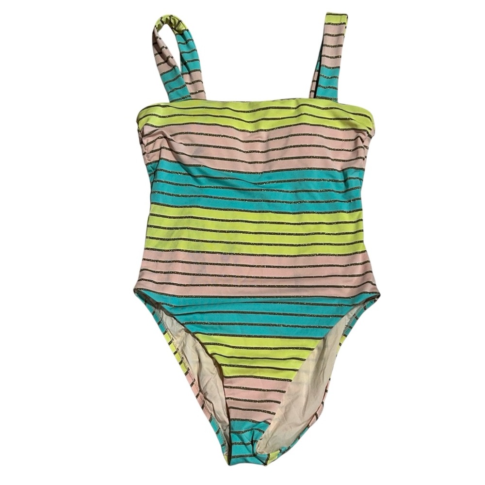 Trina Turk Striped Swimsuit Bathing Suit One Piece Size 10 Resort Colorful